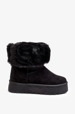 Damskie Boto Damskie Śniegowce Z Futerkiem Czarne Rainsa