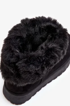 Damskie Boto Damskie Śniegowce Z Futerkiem Czarne Rainsa