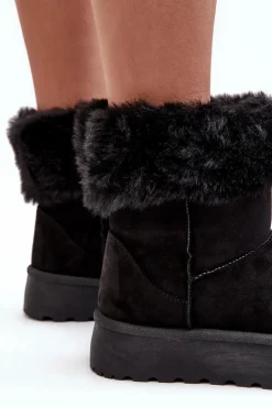 Damskie Boto Damskie Śniegowce Z Futerkiem Czarne Rainsa