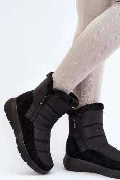 Damskie Boto Damskie Śniegowce Z Futerkiem Czarne Primose