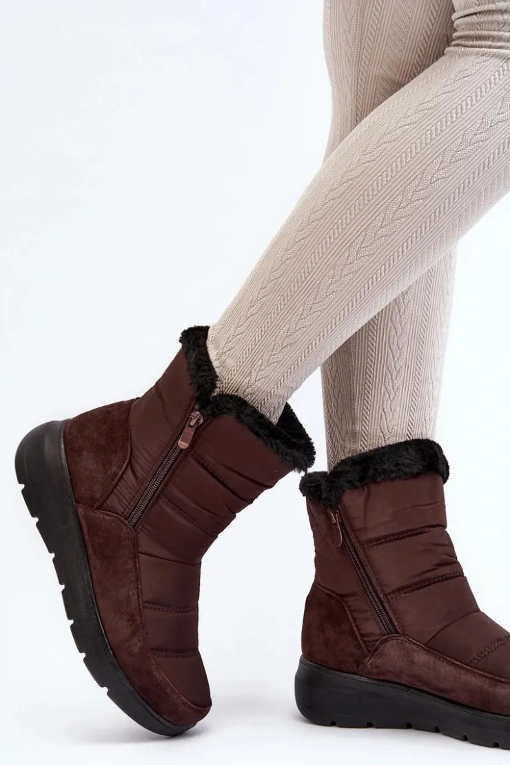 Damskie Boto Damskie Śniegowce Z Futerkiem Brązowe Primose