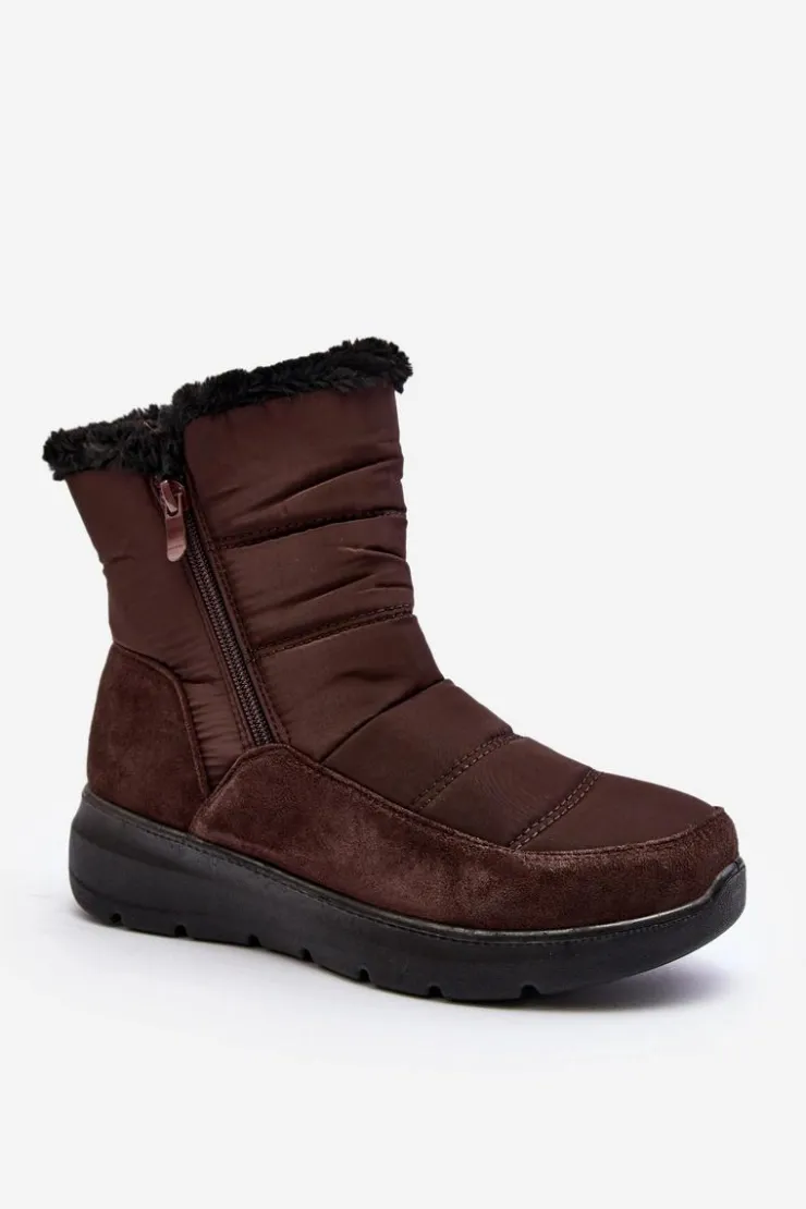 Damskie Boto Damskie Śniegowce Z Futerkiem Brązowe Primose