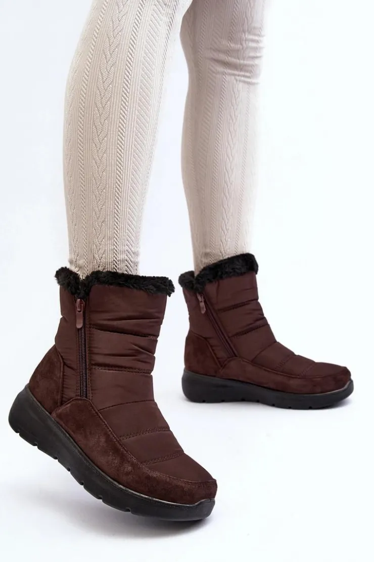 Damskie Boto Damskie Śniegowce Z Futerkiem Brązowe Primose