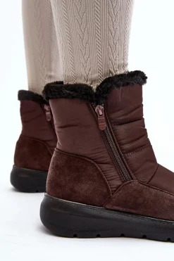 Damskie Boto Damskie Śniegowce Z Futerkiem Brązowe Primose