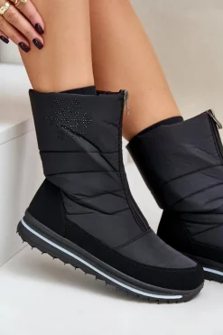 Damskie Boto Damskie Śniegowce Z Suwakiem Progress PROGJ-22-130 Czarne