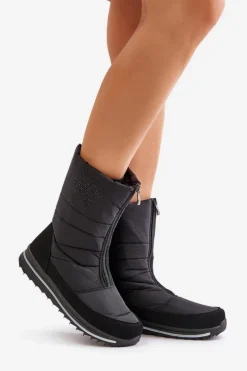 Damskie Boto Damskie Śniegowce Z Suwakiem Progress PROGJ-22-130 Czarne