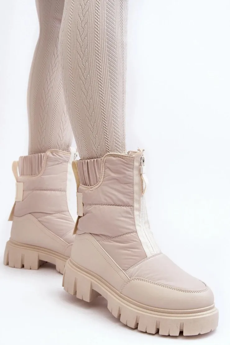 Damskie Buty damskie Vinceza Damskie Śniegowce Z Suwakiem Ocieplane Futerkiem Jasnobeżowe Hixe