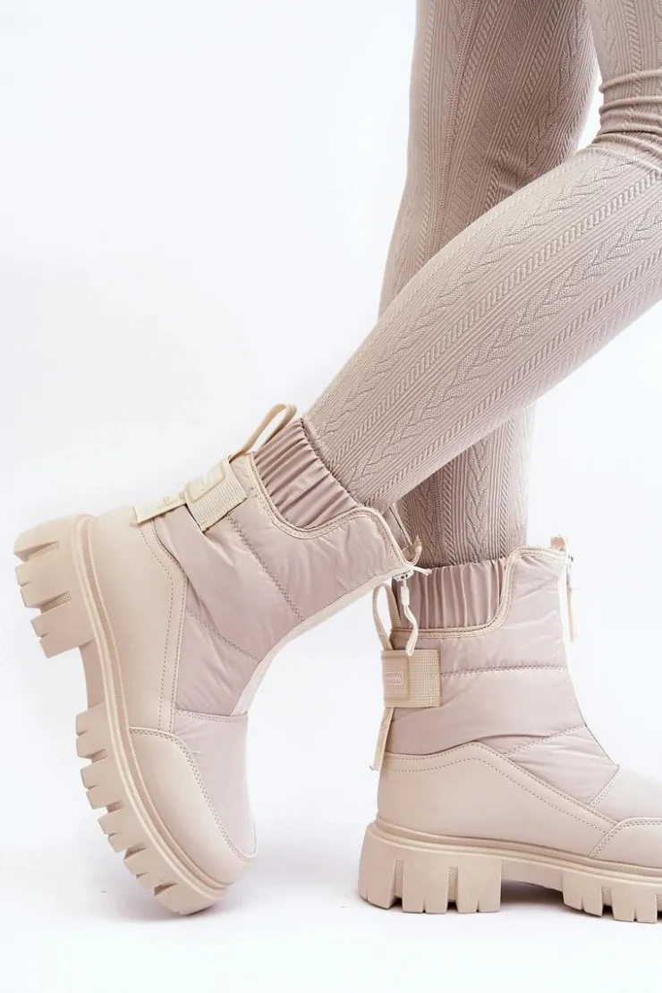 Damskie Buty damskie Vinceza Damskie Śniegowce Z Suwakiem Ocieplane Futerkiem Jasnobeżowe Hixe