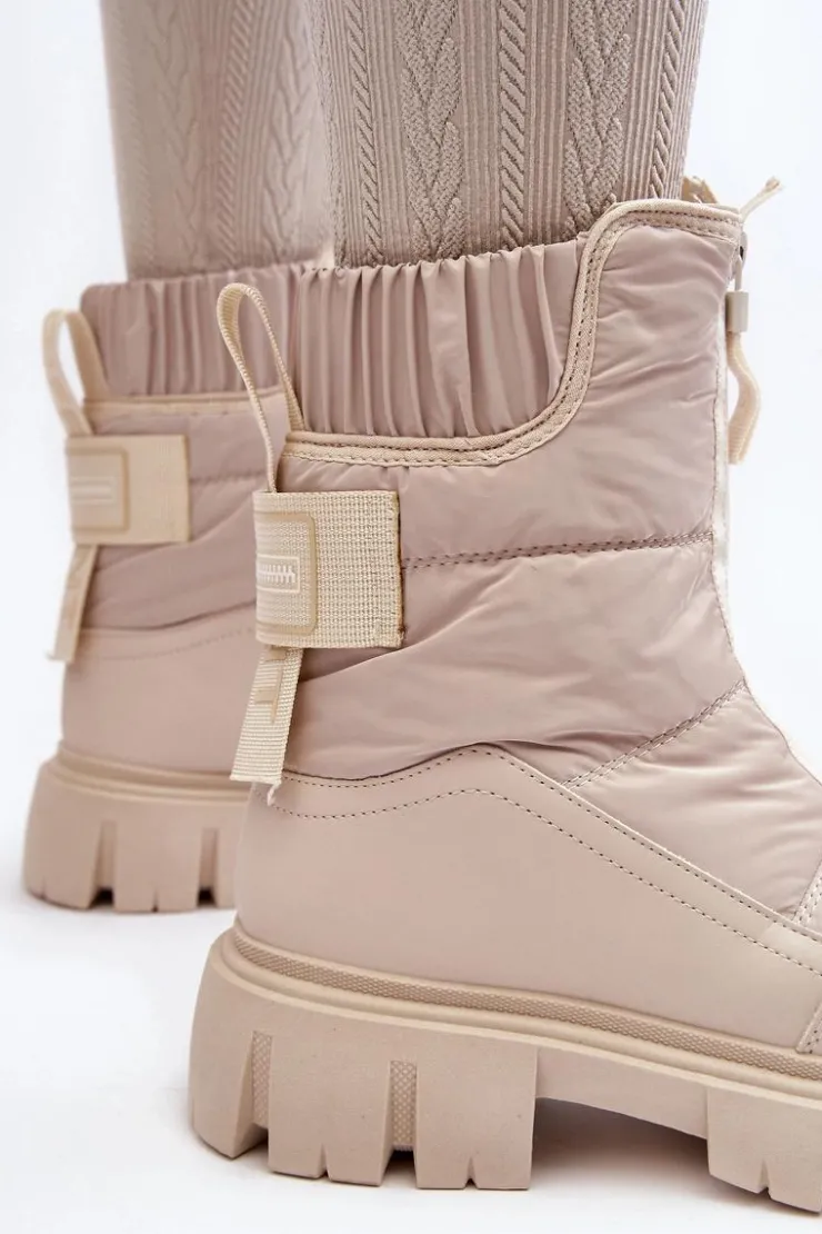 Damskie Buty damskie Vinceza Damskie Śniegowce Z Suwakiem Ocieplane Futerkiem Jasnobeżowe Hixe