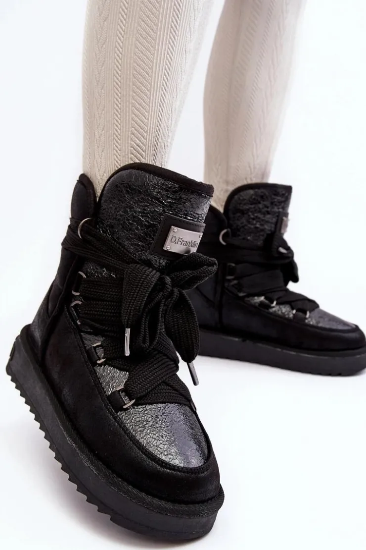 Damskie D.Franklin Damskie Śniegowce Z Wiązaniem DFSH370006 Czarne