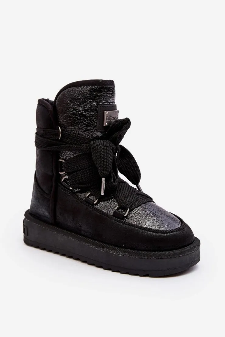 Damskie D.Franklin Damskie Śniegowce Z Wiązaniem DFSH370006 Czarne