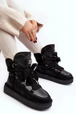 Damskie D.Franklin Damskie Śniegowce Z Wiązaniem DFSH370006 Czarne