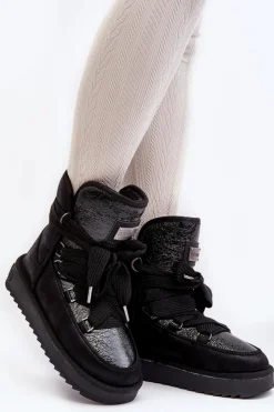 Damskie D.Franklin Damskie Śniegowce Z Wiązaniem DFSH370006 Czarne