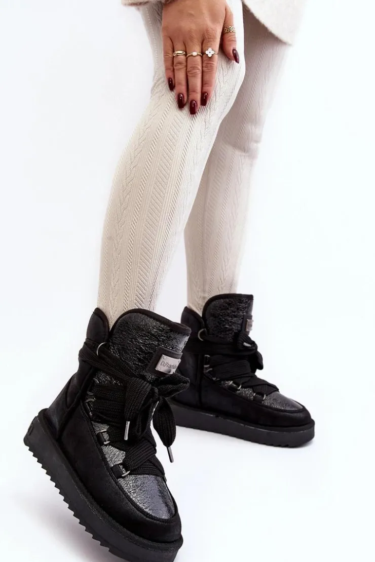 Damskie D.Franklin Damskie Śniegowce Z Wiązaniem DFSH370006 Czarne