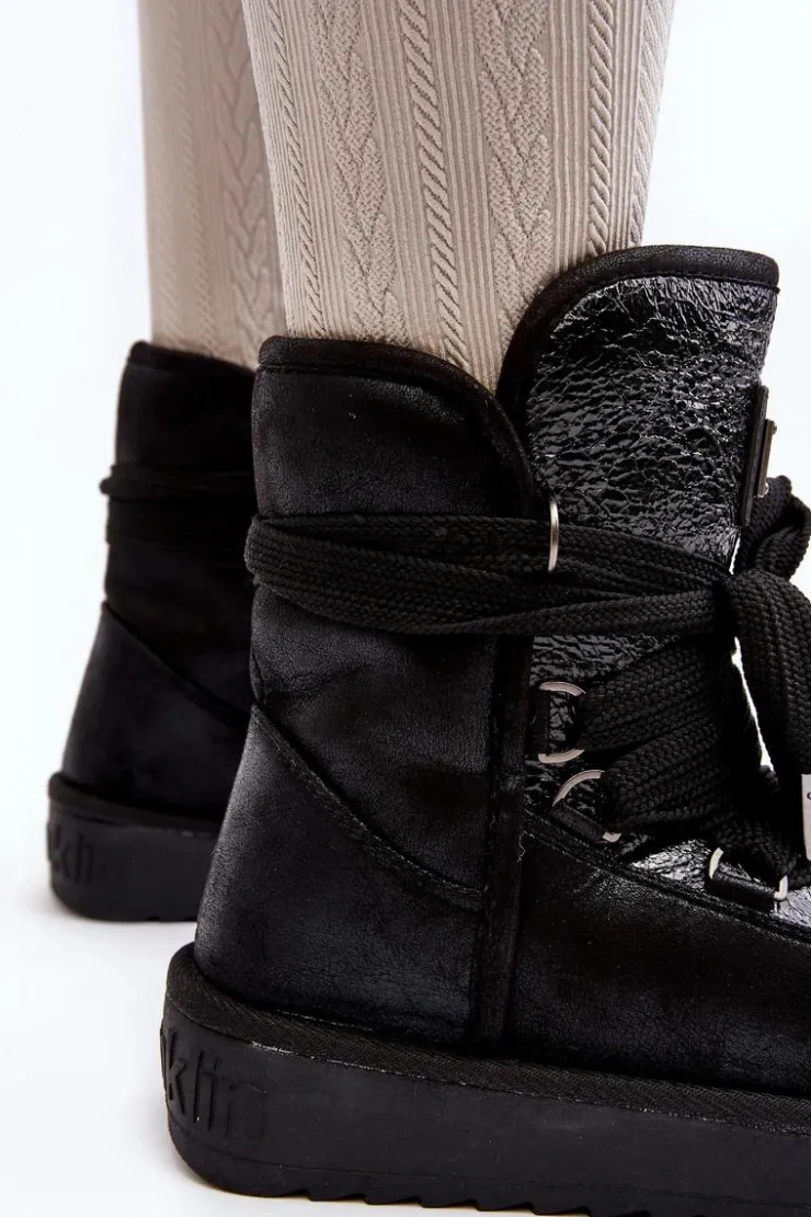 Damskie D.Franklin Damskie Śniegowce Z Wiązaniem DFSH370006 Czarne