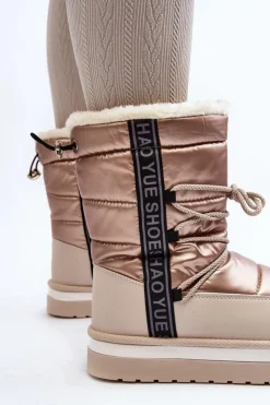 Boto Śniegowce Damskie*Damskie Śniegowce Z Wiązaniem Beżowe Lilara