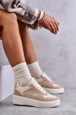 Boto Buty Sportowe Na Platformie|Sneakersy Damskie*Damskie Niskie Buty Sportowe Na Platformie Beżowe Kyllie