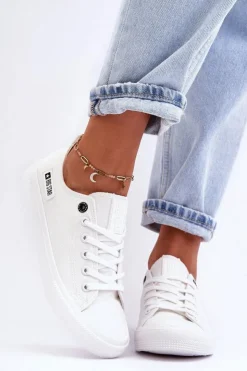 Damskie Big Star Shoes Damskie Niskie Materiałowe Trampki Big Star KK274008 Białe