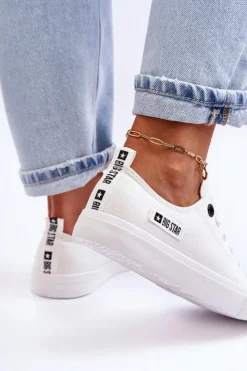 Damskie Big Star Shoes Damskie Niskie Materiałowe Trampki Big Star KK274008 Białe