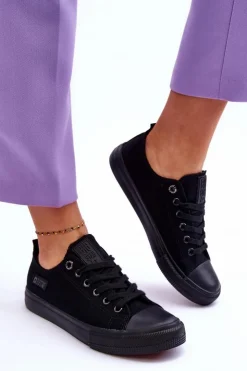 Damskie Big Star Shoes Damskie Niskie Materiałowe Trampki Big Star KK274009 Czarne