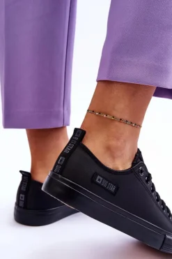 Damskie Big Star Shoes Damskie Niskie Skórzane Trampki Big Star KK274011 Czarne