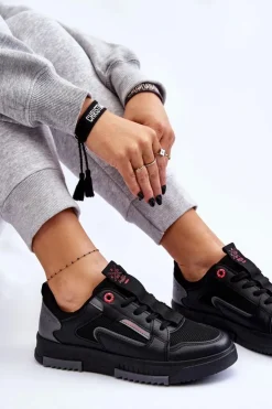 Cross Jeans Damskie Niskie Sneakersy LL2R4012C Czarne Czarny