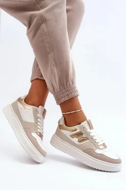Sale Boto Damskie Niskie Sneakersy Beżowe Regines Beżowy