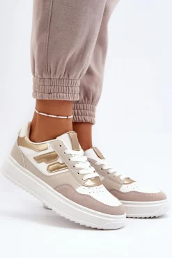 Sale Boto Damskie Niskie Sneakersy Beżowe Regines Beżowy