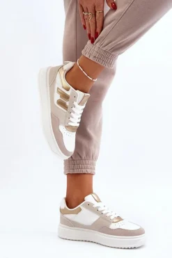 Sale Boto Damskie Niskie Sneakersy Beżowe Regines Beżowy