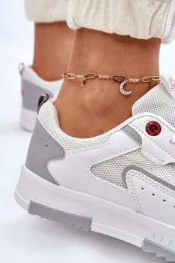 Sale Cross Jeans Damskie Niskie Sneakersy LL2R4011C Białe Biały