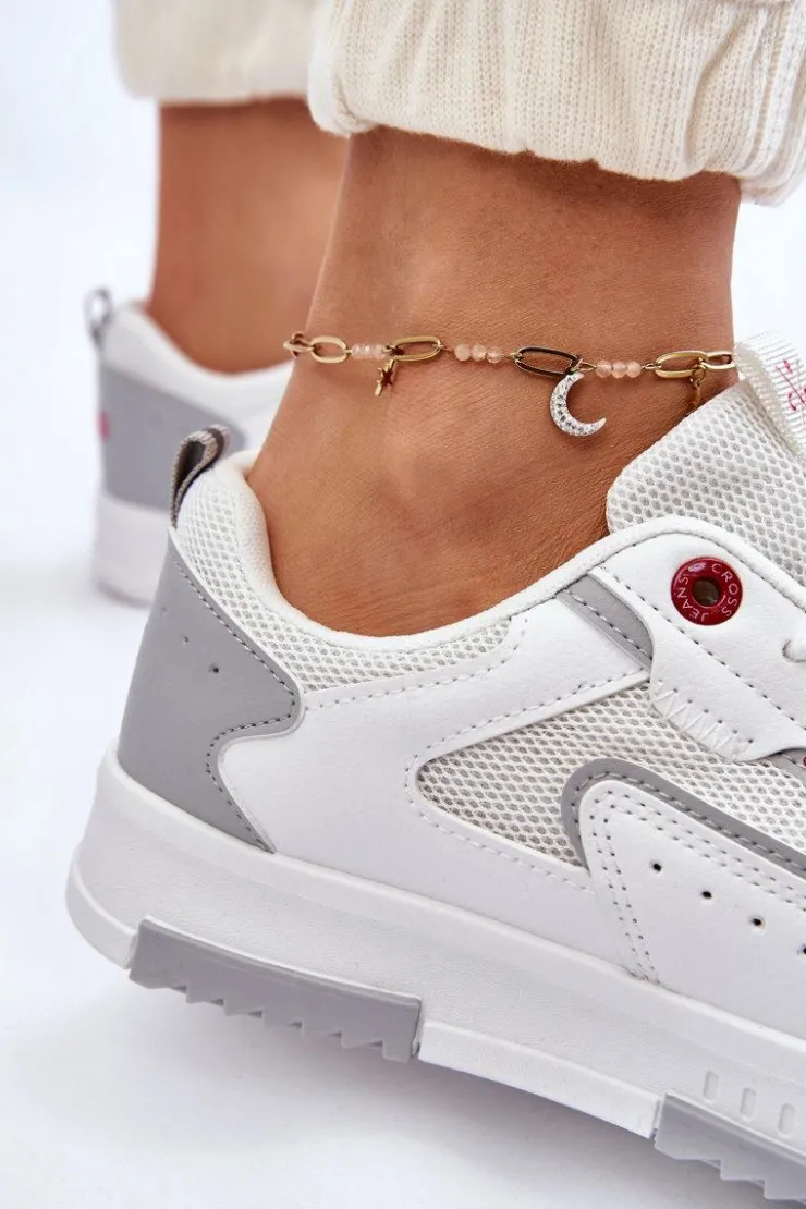Sale Cross Jeans Damskie Niskie Sneakersy LL2R4011C Białe Biały