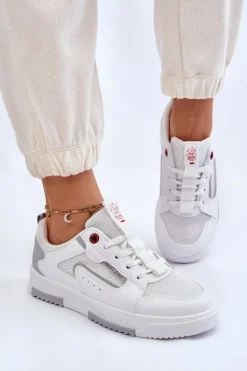 Sale Cross Jeans Damskie Niskie Sneakersy LL2R4011C Białe Biały