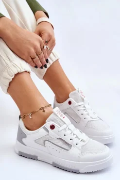 Sale Cross Jeans Damskie Niskie Sneakersy LL2R4011C Białe Biały