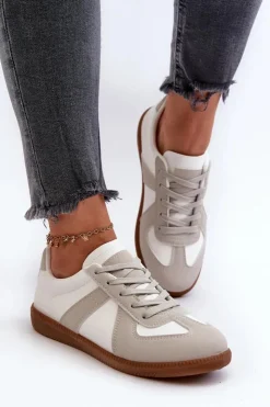 Sale Boto Damskie Niskie Sneakersy Biało-Szare Braidn
