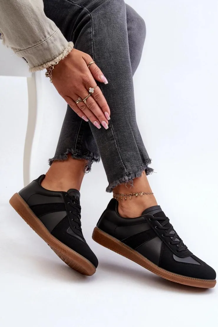 Damskie Boto Damskie Niskie Sneakersy Czarne Braidn