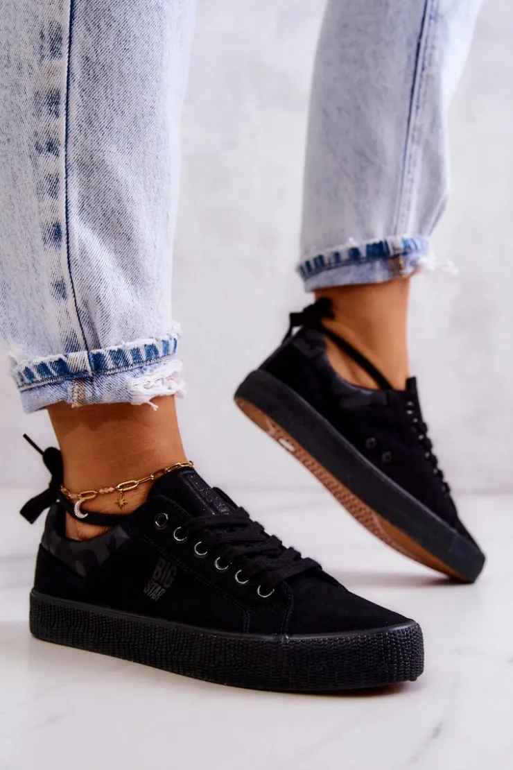 Big Star Shoes Trampki Damskie Big Star|Trampki Damskie Niskie*Damskie Niskie Tenisówki Big Star JJ274563 Czarne