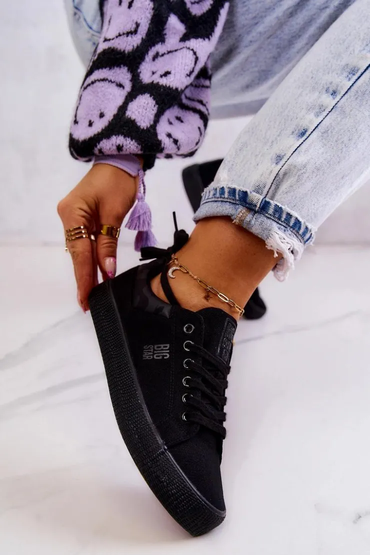 Big Star Shoes Trampki Damskie Big Star|Trampki Damskie Niskie*Damskie Niskie Tenisówki Big Star JJ274563 Czarne