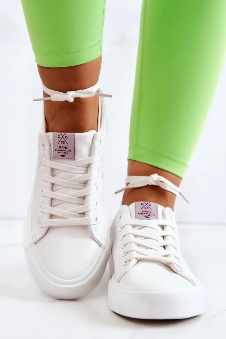 Cross Jeans Trampki Damskie Cross Jeans|Trampki Damskie Niskie*Damskie Niskie Tenisówki JJ2R4053C Białe