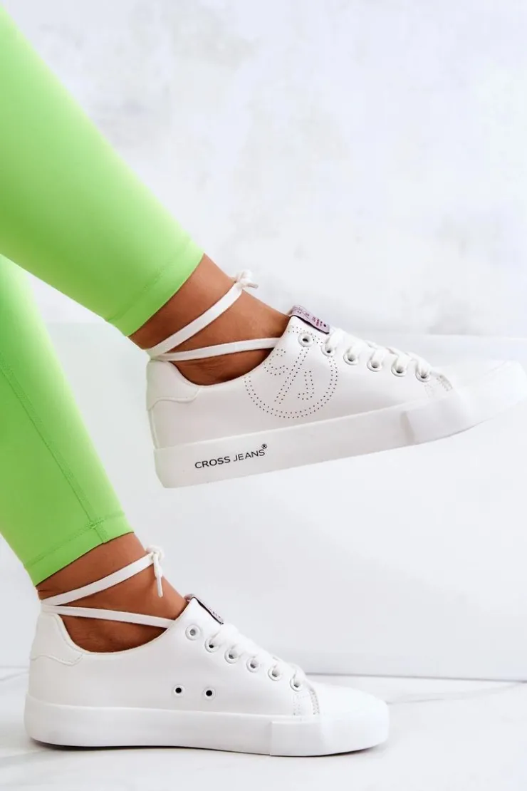 Cross Jeans Trampki Damskie Cross Jeans|Trampki Damskie Niskie*Damskie Niskie Tenisówki JJ2R4053C Białe