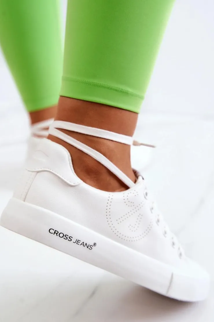 Cross Jeans Trampki Damskie Cross Jeans|Trampki Damskie Niskie*Damskie Niskie Tenisówki JJ2R4053C Białe