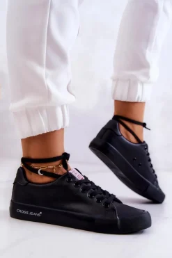 Best Cross Jeans Damskie Niskie Tenisówki JJ2R4054C Czarne Czarny