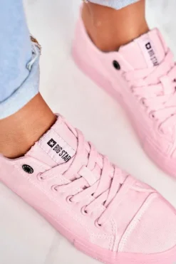Damskie Big Star Shoes Damskie Niskie Trampki Big Star DD274443 Jasnoróżowe