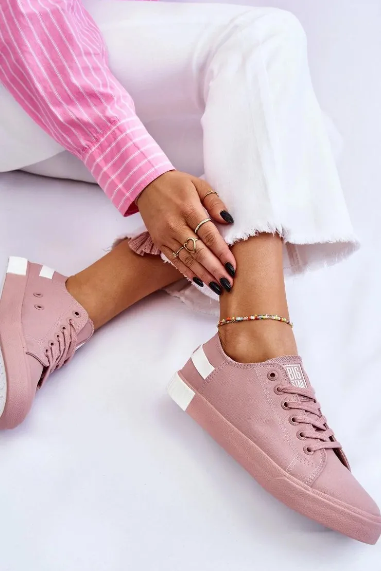 Big Star Shoes Trampki Damskie Big Star|Trampki Damskie Niskie*Damskie Niskie Trampki Big Star LL274040 Różowe