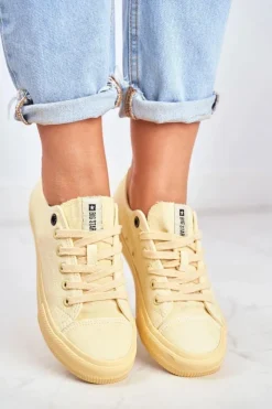 Sale Big Star Shoes Damskie Niskie Trampki Big Star DD274441 Żółte