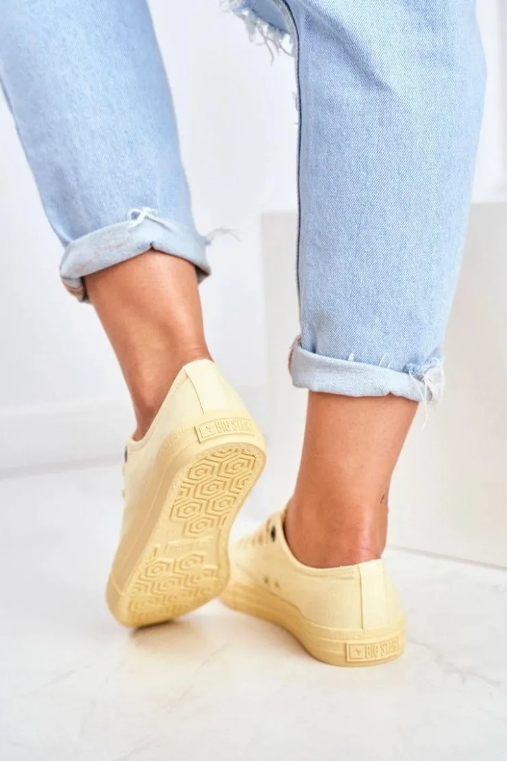 Sale Big Star Shoes Damskie Niskie Trampki Big Star DD274441 Żółte