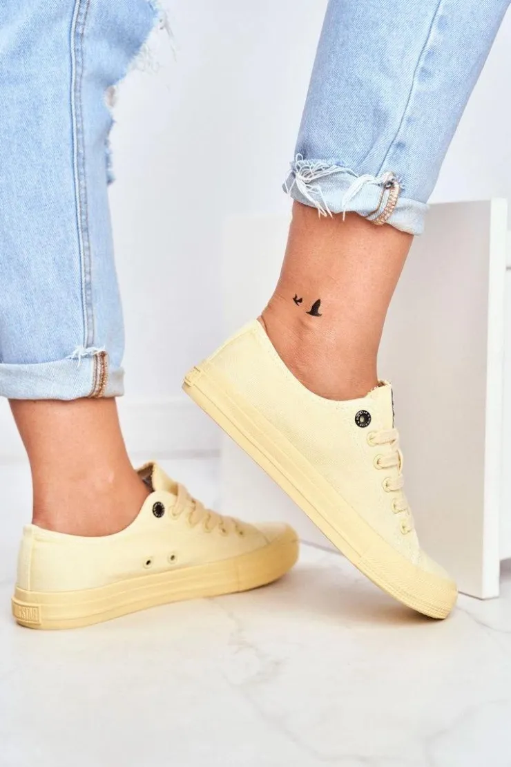 Sale Big Star Shoes Damskie Niskie Trampki Big Star DD274441 Żółte