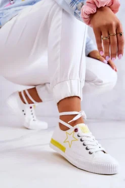 Damskie Big Star Shoes Damskie Niskie Trampki BIG STAR JJ274384 Białe