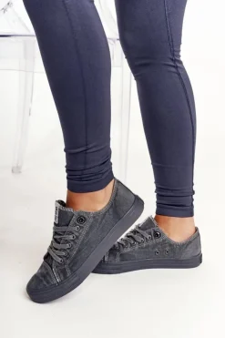 Big Star Shoes Trampki Damskie Big Star|Trampki Damskie Niskie*Damskie Niskie Trampki Big Star DD274440 Ciemnoszare