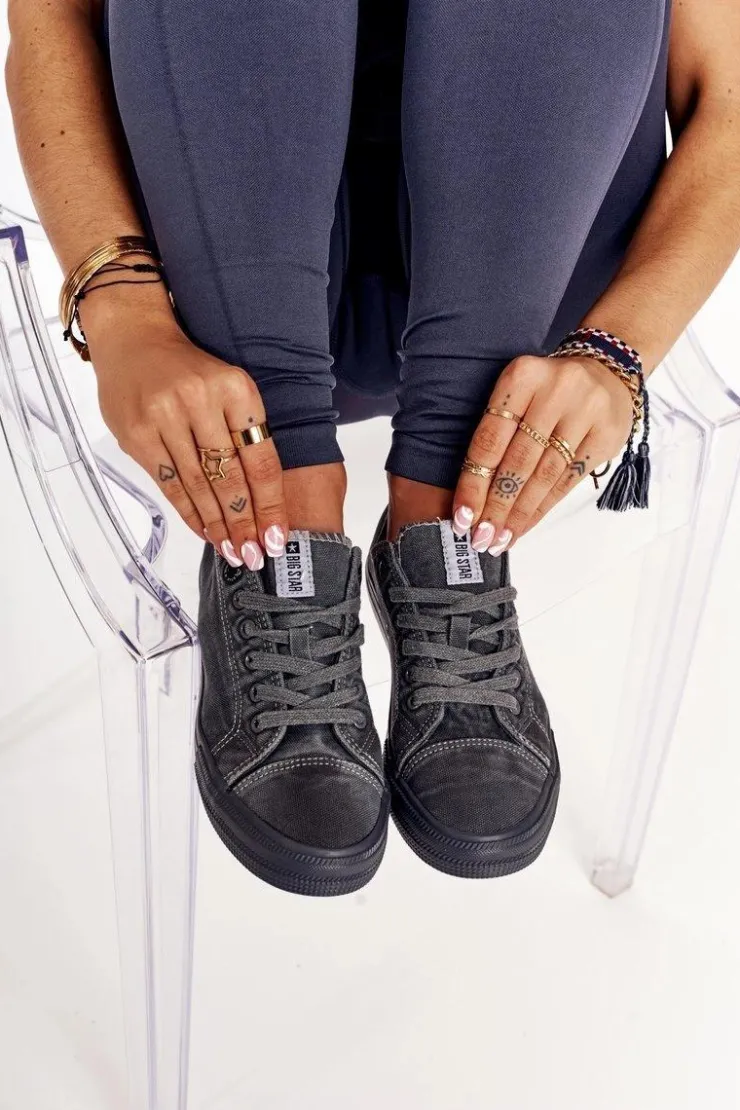 Big Star Shoes Trampki Damskie Big Star|Trampki Damskie Niskie*Damskie Niskie Trampki Big Star DD274440 Ciemnoszare