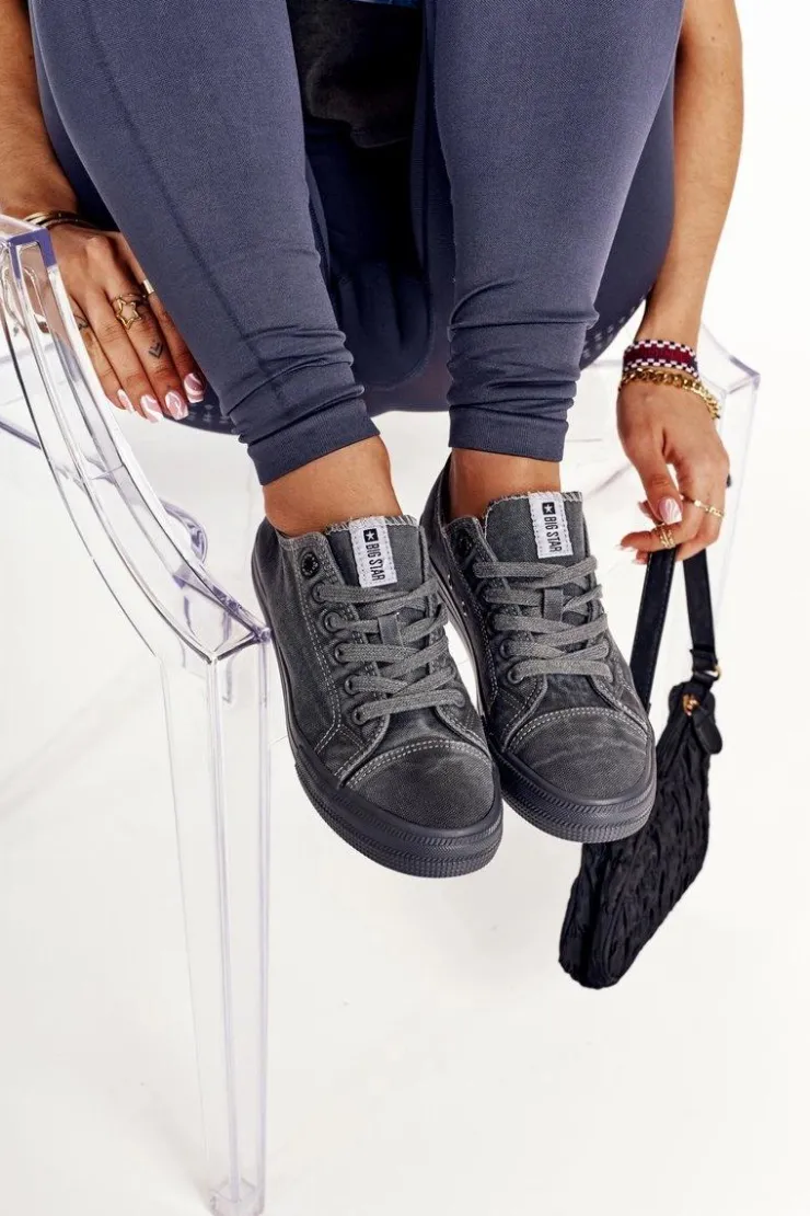 Big Star Shoes Trampki Damskie Big Star|Trampki Damskie Niskie*Damskie Niskie Trampki Big Star DD274440 Ciemnoszare